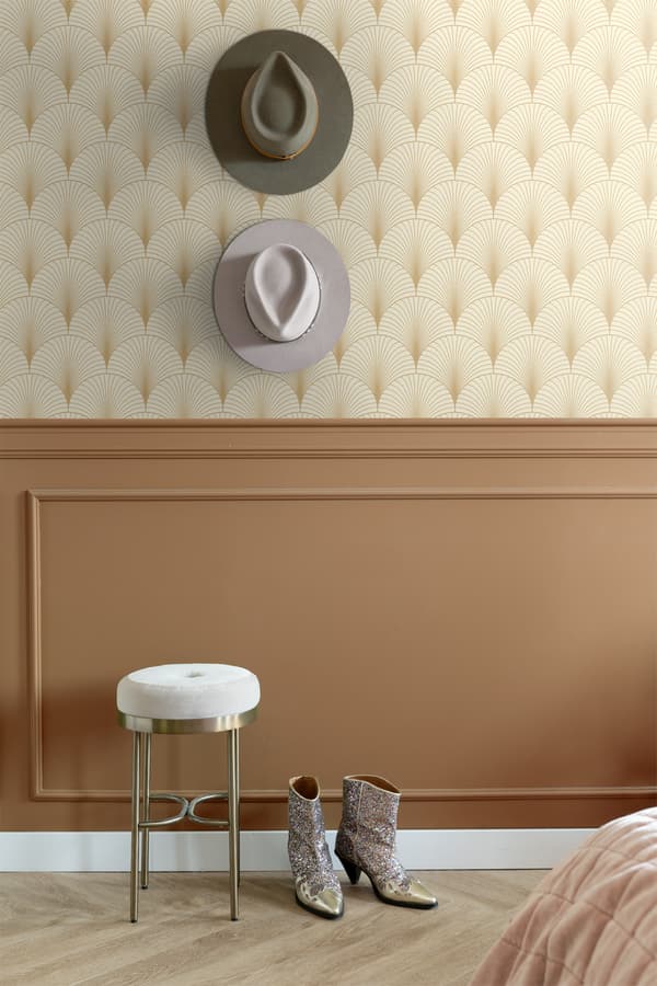 ESTAhome tapet art deco beige och guld 0,53 x 10,05 m
