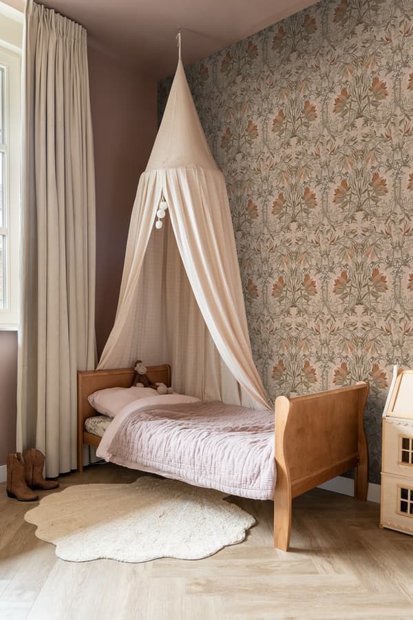 ESTAhome tapet blommor art nouveau stil beige och antikrosa 0.53 x 10.05 m