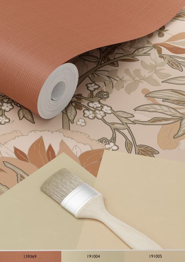 ESTAhome tapet blommor art nouveau stil beige och antikrosa 0.53 x 10.05 m