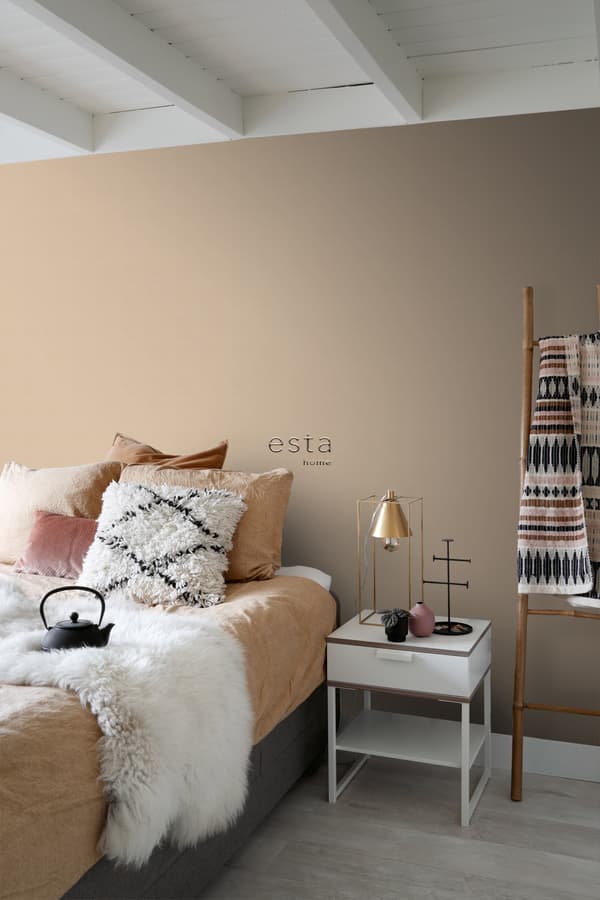 ESTAhome tapet enfärgad linnestruktur varmt beige 0,53 x 10,05 m