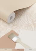 Miniatyrbillede 6 af 8: ESTAhome tapet ginkgoblade sandfarvet og lys terracotta rød 0.53 x 10.05 m