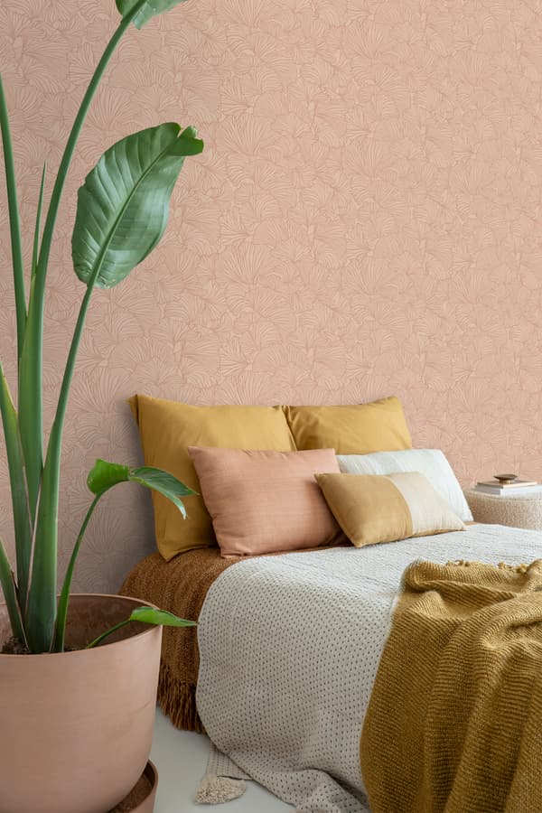 ESTAhome tapet gingkoblad ljus terrakottaröd 0.53 x 10.05 m