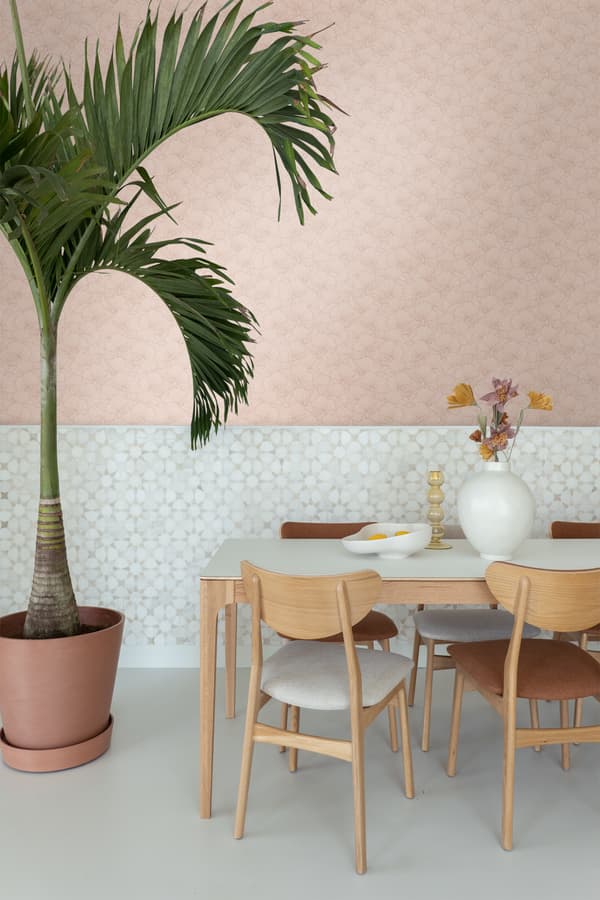 ESTAhome tapet håndtegnede blade terracotta pink 0.53 x 10.05 m