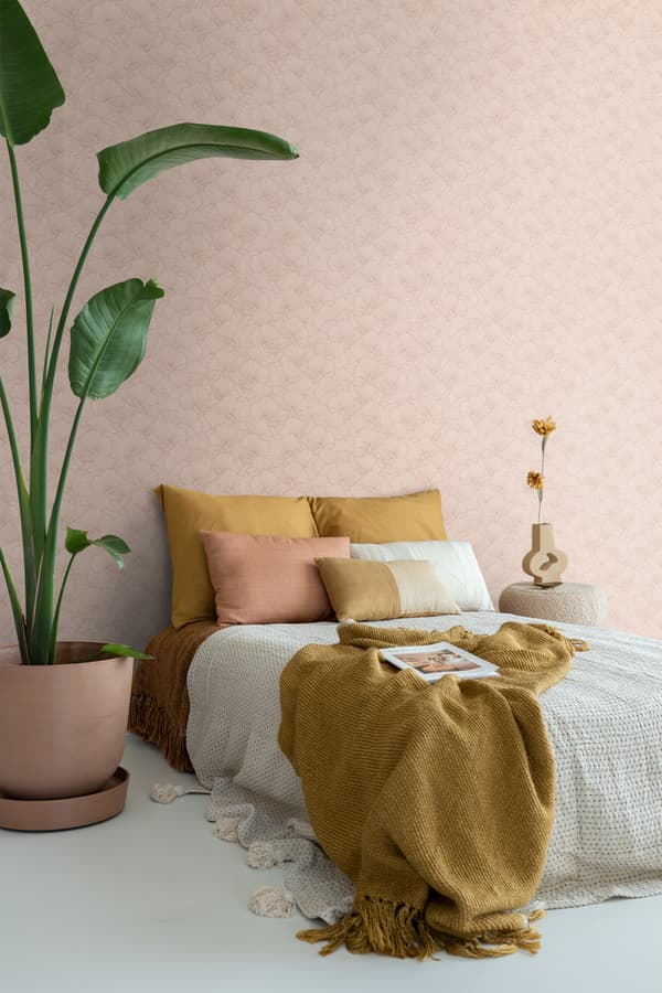 ESTAhome tapet håndtegnede blade terracotta pink 0.53 x 10.05 m