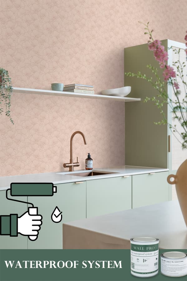 ESTAhome tapet håndtegnede blade terracotta pink 0.53 x 10.05 m