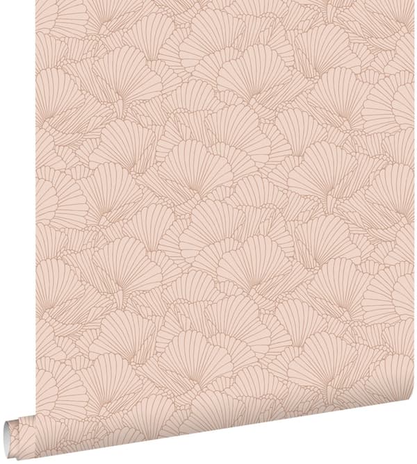ESTAhome tapet håndtegnede blade terracotta pink 0.53 x 10.05 m