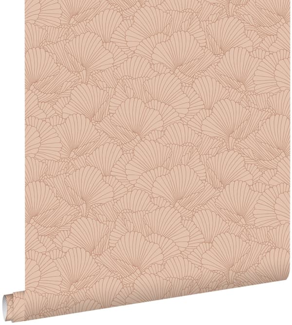 ESTAhome tapet handmålade blad ljus terrakottaröd 0.53 x 10.05 m