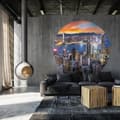 Miniatyrbillede 4 af 6: WallArt tapetcirkel Skyline by Night 190 cm