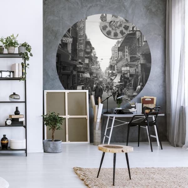 WallArt tapetcirkel Hong Kong the Old Days 190 cm