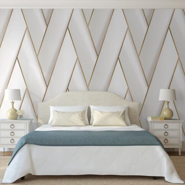 DUTCH WALLCOVERINGS tapet Geometric hvid og guldfarvet