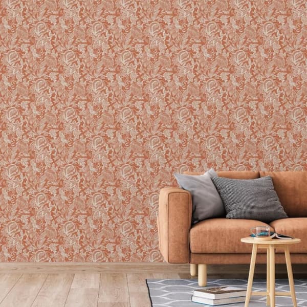 DUTCH WALLCOVERINGS tapet Mae orange og beige