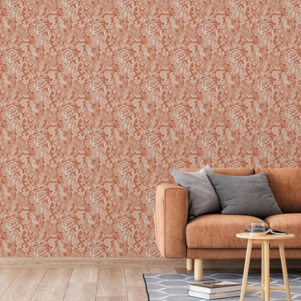 DUTCH WALLCOVERINGS tapet Mae orange og beige