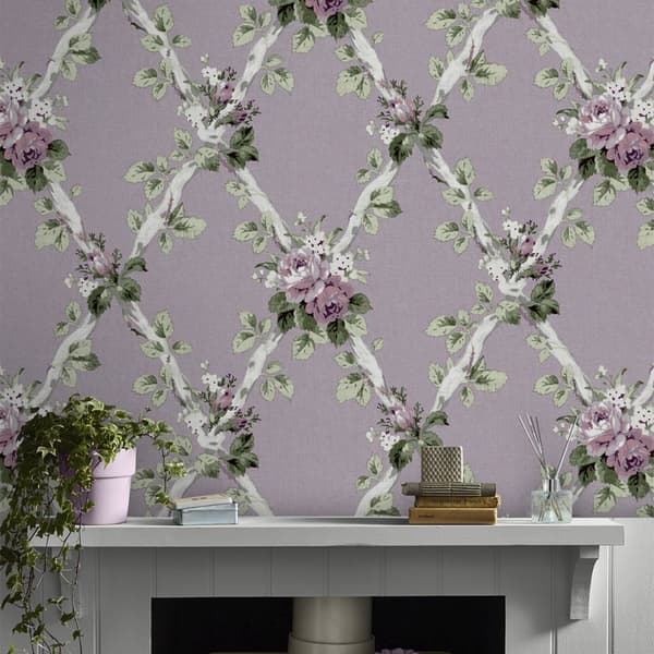 Laura Ashley - Non-woven tapet - Elwyn - Lilla - 10mx52cm