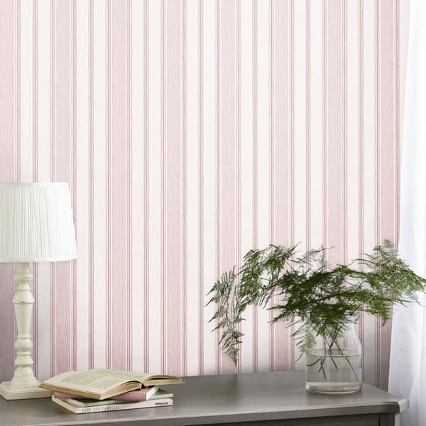 Laura Ashley - Non-woven tapet - Heacham Stripe - Blush - 10mx52cm