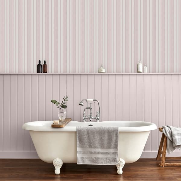 Laura Ashley - Non-woven tapet - Heacham Stripe - Blush - 10mx52cm