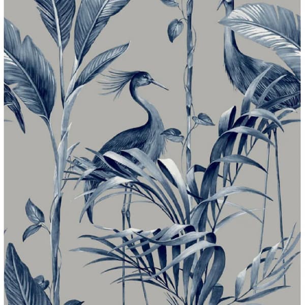 Belgravia Azzurra Leaf tapet Silver/Navy 10m x 53cm