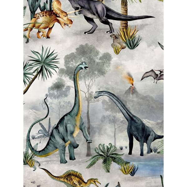 Belgravia Dino Kingdom Wallpaper Grey 10m x 53cm