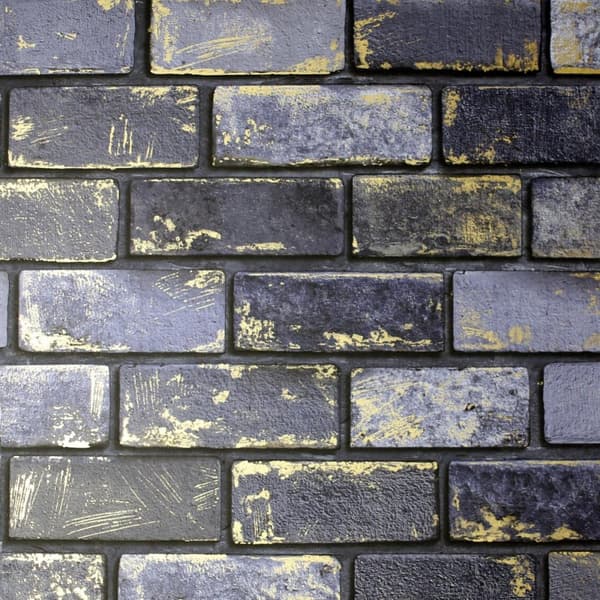 Arthouse Brick Wallpaper Navy/Gold 10m x 53cm