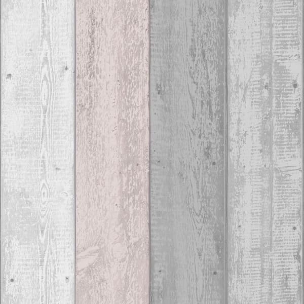 Arthouse Painted Wood Wallpaper Grey/Blush 10m x 53cm