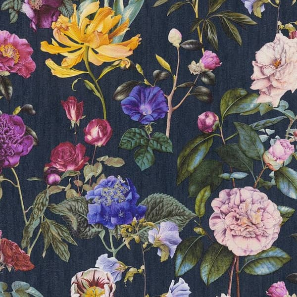 AS Creation Jette Flowers Textured Wallpaper Dark Grey/Green/Pink 32.1ft x 21in