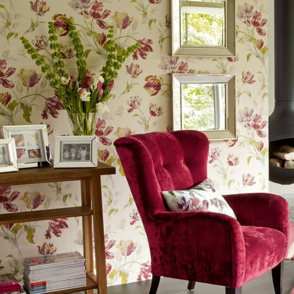 Laura Ashley - Non-woven tapet - Gosford Cranberry - 10mx52cm