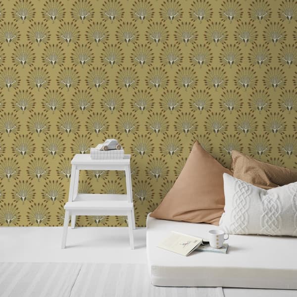 Superfresco Easy - Non-woven tapet - Vintage Peacock - Okker 10mx52cm