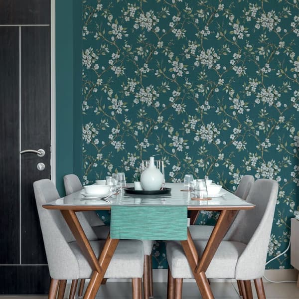Boutique - Non-woven tapet - Eliza Teal - Grön/Blå - 10mx52cm