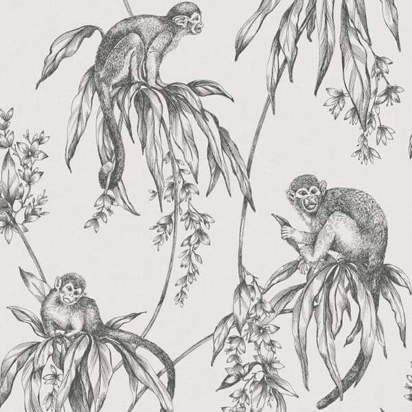 Superfresco Easy - Non-woven tapet - Saimiri Monkey - Grå - 10mx52cm