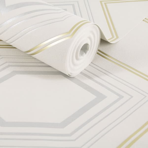 WOW - Non-woven tapet - Art deco Chic - Hvid - 10mx52cm
