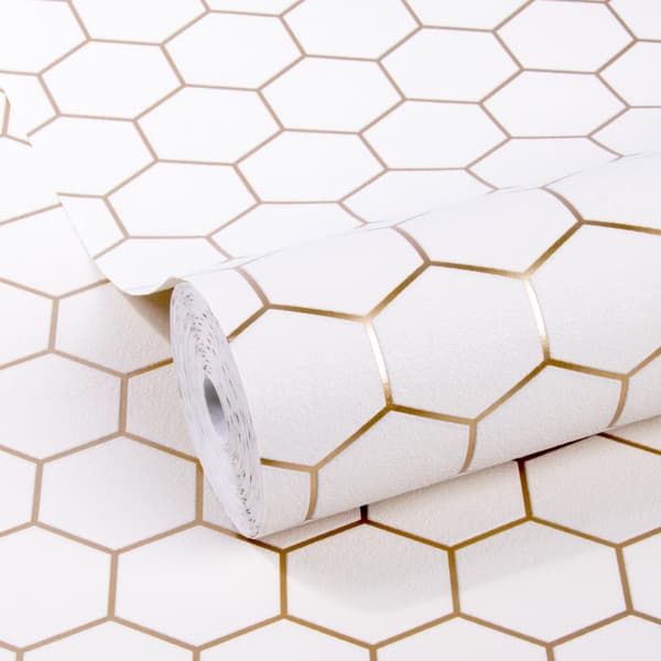 WOW - Non-woven tapet - Hexagon - Vit - 10mx52cm