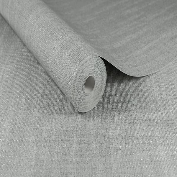 Boutique - Non-woven tapet extra tung - Chenille - Grå/Silver - 10mx52cm