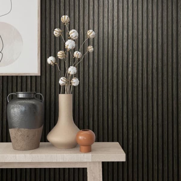 Noordwand Tapet Botanica Wooden Slats svart och grå