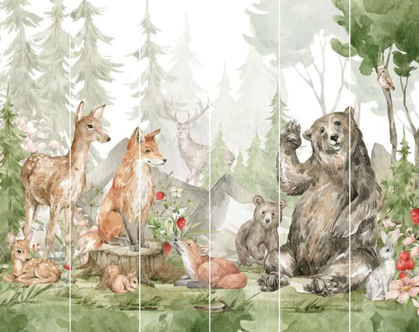Skogens djur tapet 243 x 305 cm (2022 model)