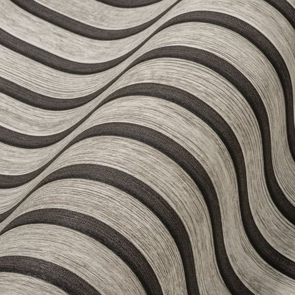 Non woven-tapet ränder Profhome 391092-GU texturerad matt färg grå svart 5,33 m2