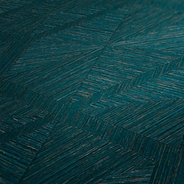 Non woven-tapet metalliska höjdpunkter Profhome 386901-GU texturerad glansigt färg turkos teal guld blå 5,33 m2