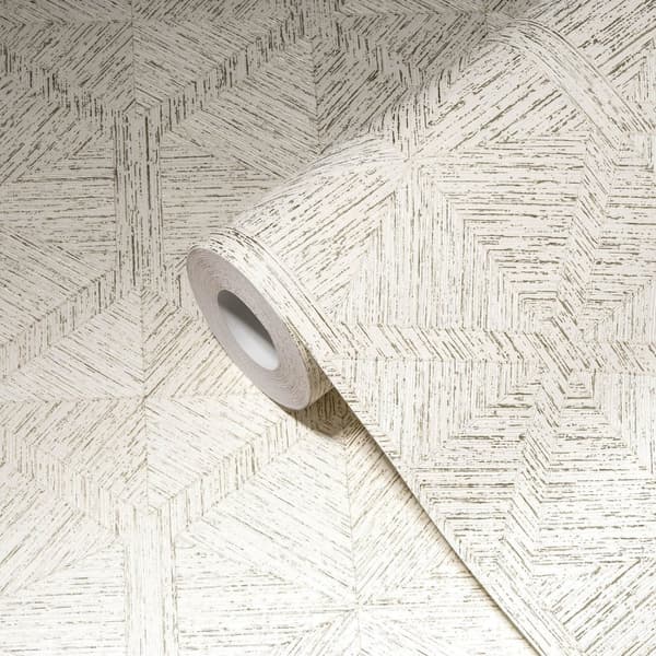 Non woven-tapet metalliska höjdpunkter Profhome 386903-GU texturerad glansigt färg elfenben ostron vit guld 5,33 m2