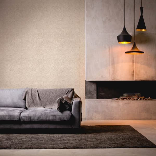 Non woven-tapet metalliska höjdpunkter Profhome 386903-GU texturerad glansigt färg elfenben ostron vit guld 5,33 m2