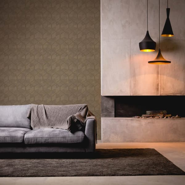 Non woven-tapet metalliska höjdpunkter Profhome 386904-GU texturerad glansigt färg oliv brun oliv guld 5,33 m2