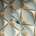 Miniatyrbild 3 av 6: Non woven-tapet grafisk Profhome 386913-GU lätt texturerad matt färg grön guld mint grön 5,33 m2