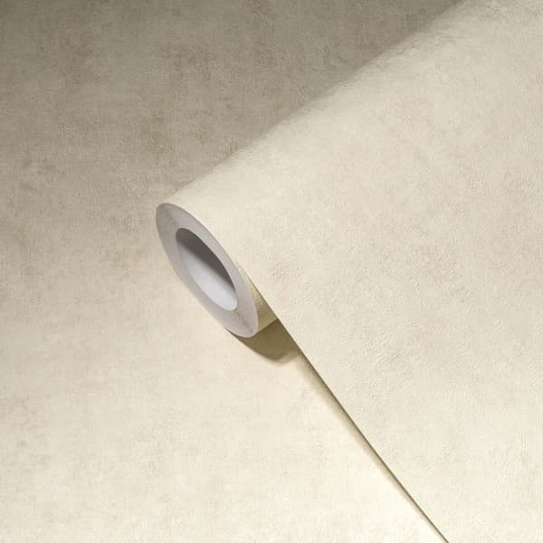 Non woven-tapet uni kulör Profhome 386933-GU lätt texturerad matt färg grädde ostron vit elfenben 5,33 m2