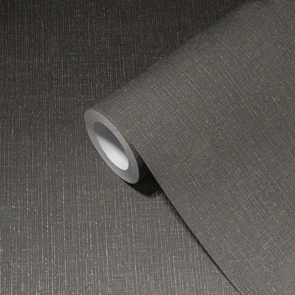 Non woven-tapet metalliska höjdpunkter Profhome 386941-GU lätt texturerad matt färg antracit koppar mörkgrå 5,33 m2