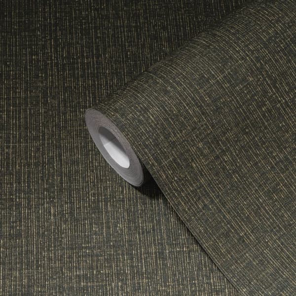 Non woven-tapet metalliska höjdpunkter Profhome 386942-GU lätt texturerad matt färg svart guld antracit 5,33 m2