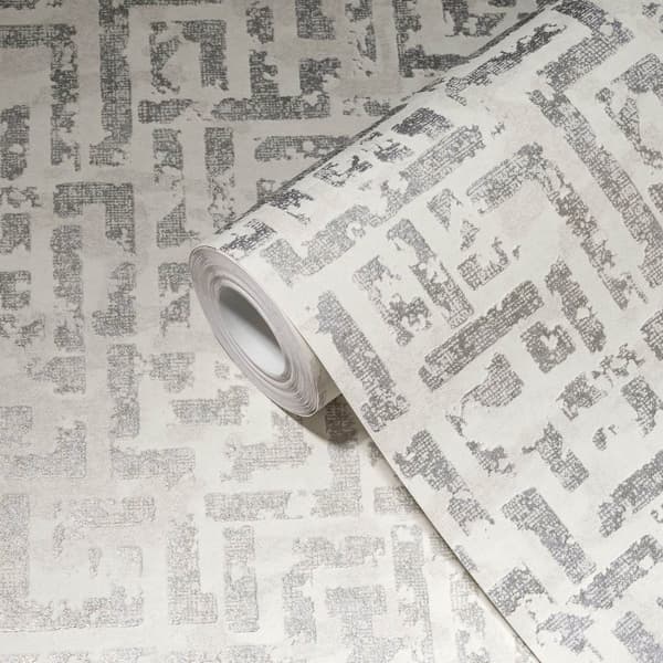 Non woven-tapet metalliska höjdpunkter Profhome 386951-GU texturerad glittrande mönster matt bakgrund färg vit silver grädde 5,33 m2