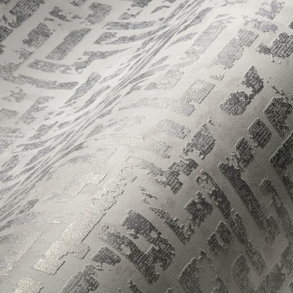 Non woven-tapet metalliska höjdpunkter Profhome 386951-GU texturerad glittrande mönster matt bakgrund färg vit silver grädde 5,33 m2