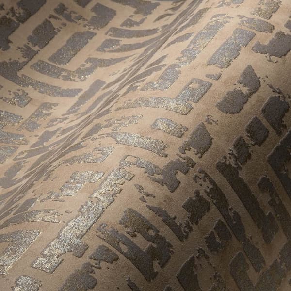 Kuitutapetti metalliset kohokohdat Profhome 386952-GU rakenteellinen kimalteleva kuvio matta tausta väri ruskea hopea beige kulta 5,33 m2
