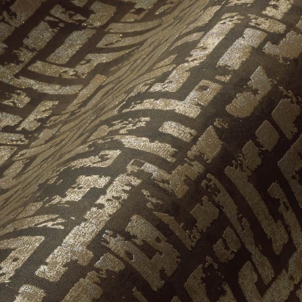 Non woven-tapet metalliska höjdpunkter Profhome 386955-GU texturerad glittrande mönster matt bakgrund färg brun guld silver 5,33 m2