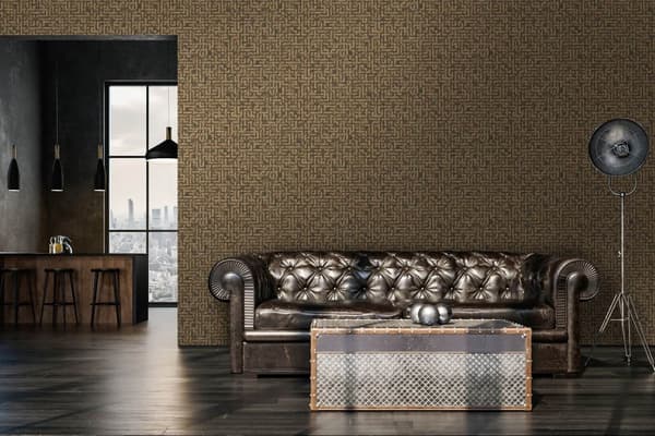Non woven-tapet metalliska höjdpunkter Profhome 386955-GU texturerad glittrande mönster matt bakgrund färg brun guld silver 5,33 m2