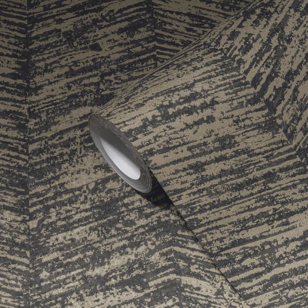 Ikke-vævet tapet chevron mønster Profhome 386971-GU tekstureret glitrende mønster mat baggrund farve antracit bronze mørkegrå 5,33 m2