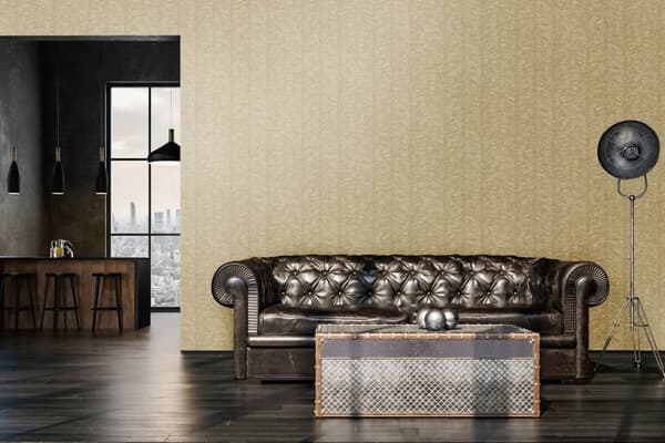 Non woven-tapet Chevron mönster Profhome 386972-GU texturerad matt färg elfenben guld gul sandfärgad 5,33 m2