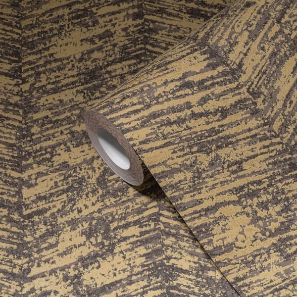 Non woven-tapet Chevron mönster Profhome 386974-GU texturerad glittrande mönster matt bakgrund färg brun grå beige 5,33 m2